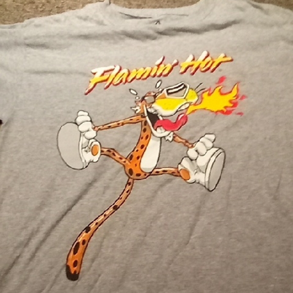 Men's Gray Medium Flamin' Hot Cheetos Shirt Chester Cheetah